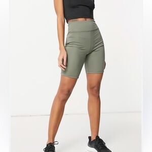 ASOS Olive Green Women's High-Waisted Biker Shorts - Size 4